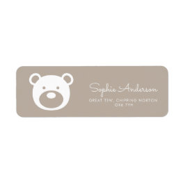 Bear Modern Minimalist Baby Shower Returadress Etikett