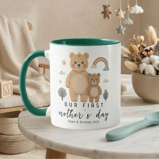 Bear Mom Baby First Mothers Day Design Mugg