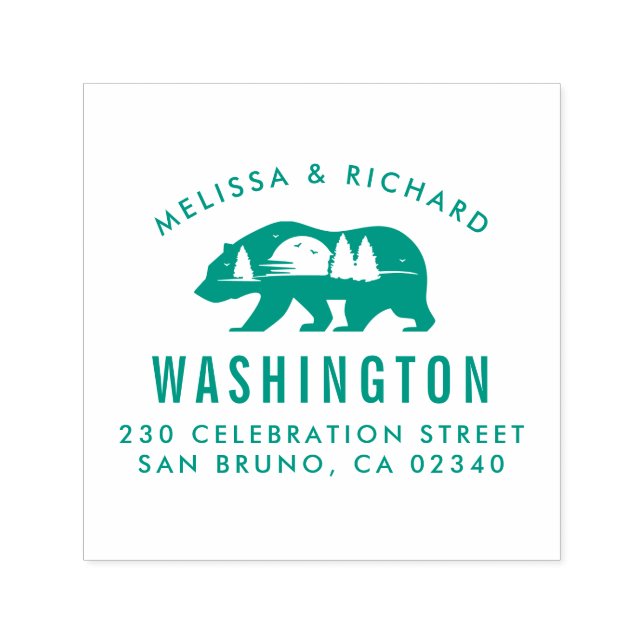 Bear Mountain Silhouette Rustic Namn Return Addres Självfärgande Stämpel (Design)