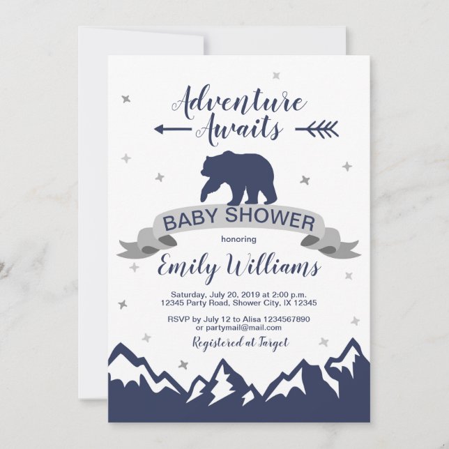 Bear Mountains Boy Baby Shower-inbjudan Inbjudningar (Framsida)