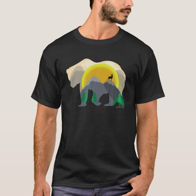 Bear Mountains Hiking Hjort Mountaineer T Shirt (Framsida)