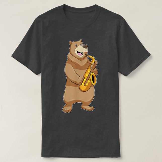 Bear Musician Saxophone Music  T Shirt (Design framsida)