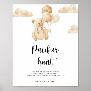 Bear nappar jagar babyduschspel poster