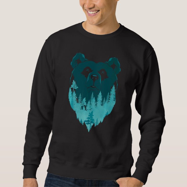 Bear Natature Forest Träd Wildlife Animal: Lång Ärmad Tröja (Framsida)