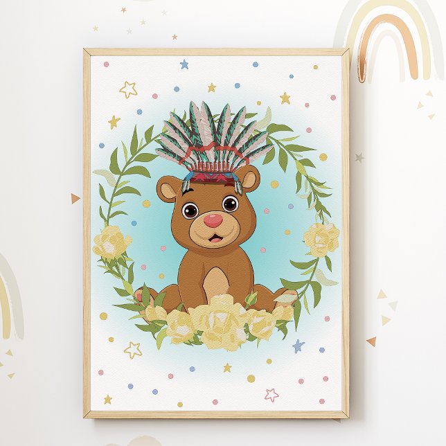 Bear Native American Nursery Print Kids Room Poster (Skapare uppladdad)