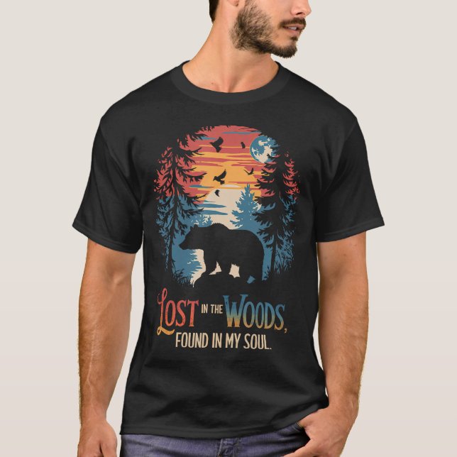 Bear Nature Lost In Woods Found Soul Mountain Tree T Shirt (Framsida)