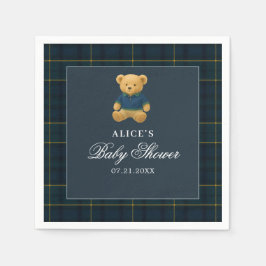 Bear Navy Blue Baby Shower Pappersservett