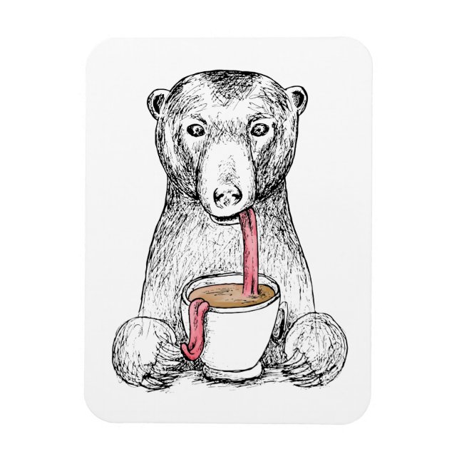 Bear Needs Coffee Design Illustration Magnet (Vertikal)
