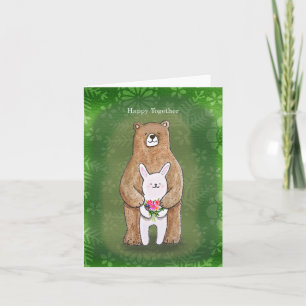 Bear och Bunny Lycklig tillsammans Cute Couple Kär Kort
