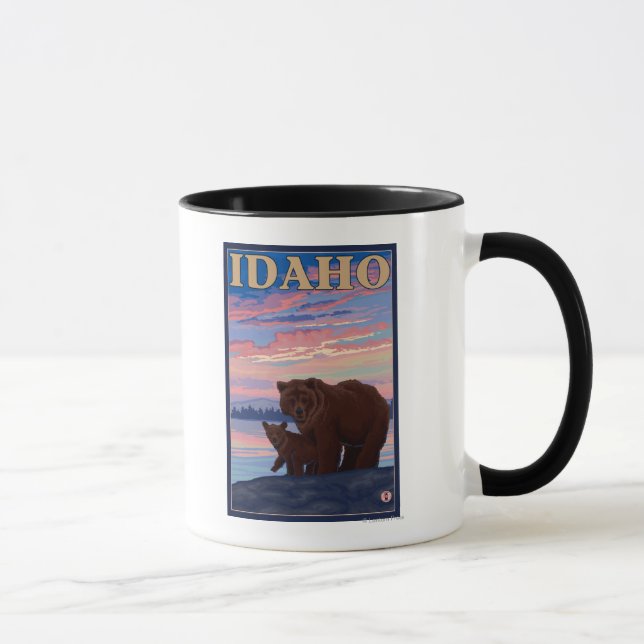 Bear och CubIdahoVintage Travel Poster Mugg (Höger)