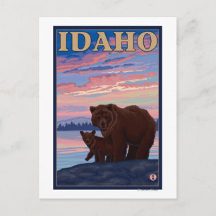 Bear och CubIdahoVintage Travel Poster Vykort