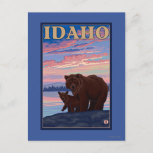 Bear och CubIdahoVintage Travel Poster Vykort