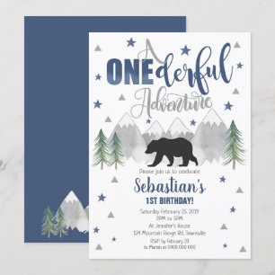 Bear Oenderful Äventyr Birthday bjudande 1:a inbju Inbjudningar