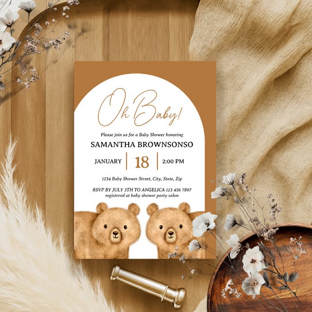 Bear Oh Baby Shower Inbjudningar (Skapare uppladdad)