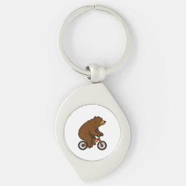 Bear on a Bike – Wild Ride Vibes Swirl Silverfärgad Nyckelring