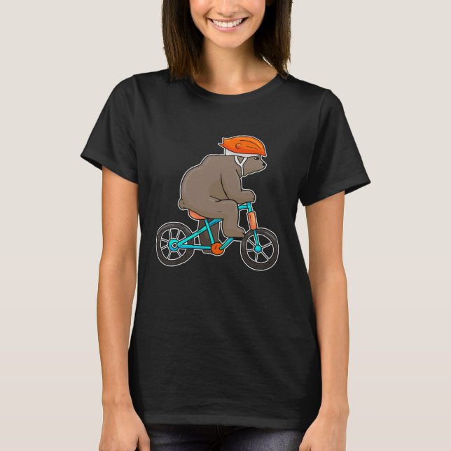 Bear On Bike Bicycle Cycling Bear T Shirt (Framsida)