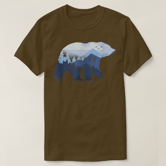 Bear Outline Mountain Range Älskare Forest Fläkt A T Shirt (Design framsida)
