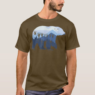 Bear Outline Mountain Range Älskare Forest Fläkt A T Shirt