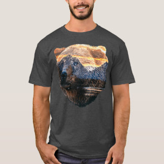 Bear Over Mountain Landscape - Mountains - Wild Pr T Shirt