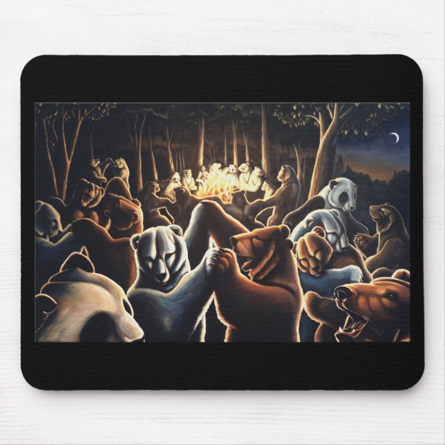 Bear Painting Mousepad Wildlife Art Mousepad Musmatta (Framsidan)