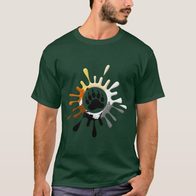 Bear Paw Splash gaybärs Pride T Shirt (Framsida)