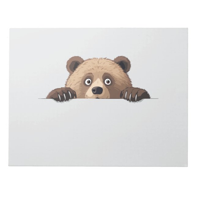 Bear Peeking Cute Adsible Funny Animal Tecknad Anteckningsblock (Framsida)
