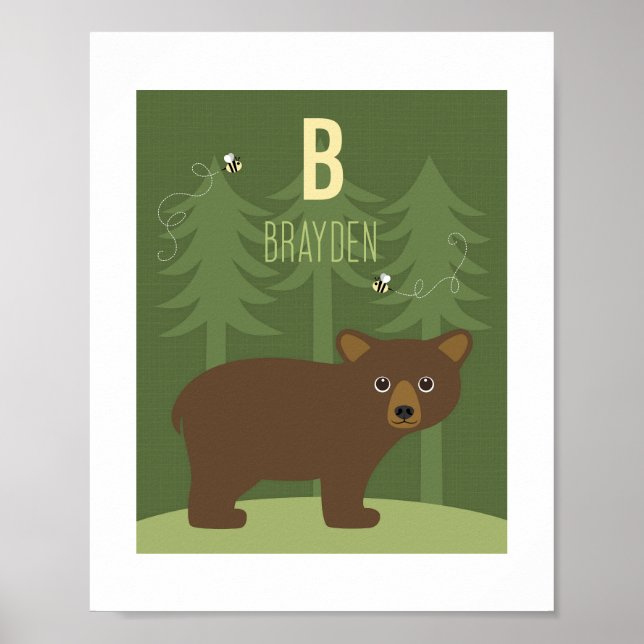 Bear Personlig Nursery Poster Skriv ut (Framsidan)
