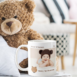 Bear Photo Baby Första jul Kaffemugg