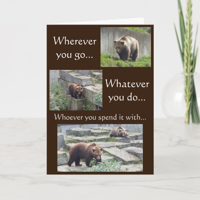 Bear Photo Birthday Card Kort (Framsida)