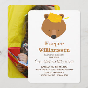 Bear Photo Kindergarten Studenten Inbjudningar