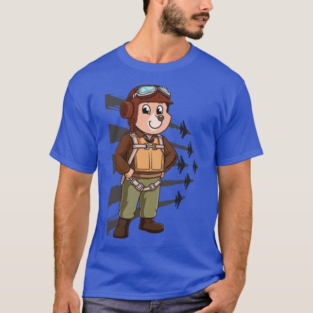 Bear Pilot Aviator T Shirt (Framsida)