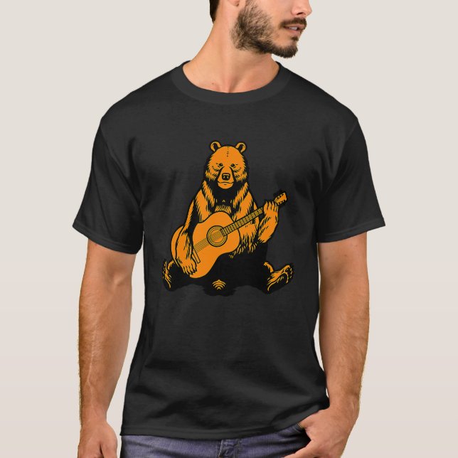 Bear Play Guitar Cute Guitar Player 3 T Shirt (Framsida)