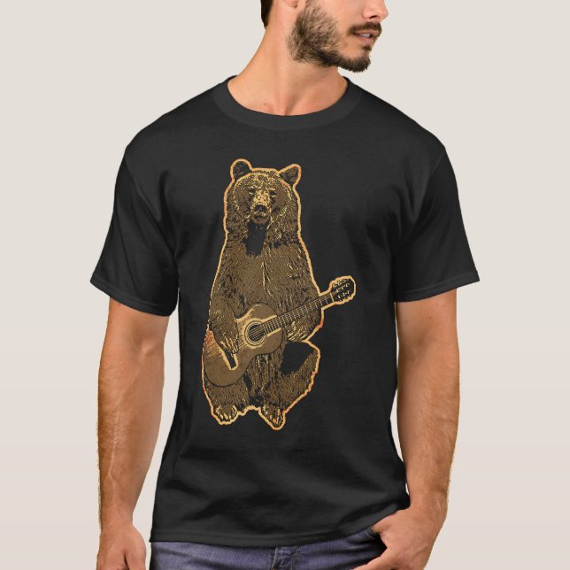 Bear Play Guitar Cute Guitar Player 5 T Shirt (Framsida)