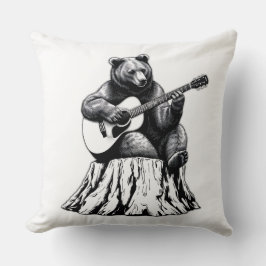 Bear Play Guitar Dekorativ kudde - Music Vibe