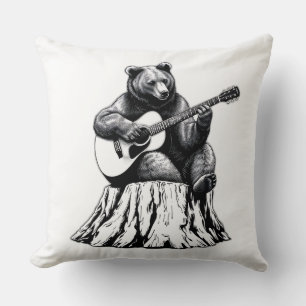 Bear Play Guitar Dekorativ kudde - Music Vibe