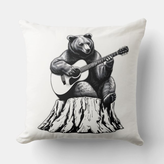 Bear Play Guitar Dekorativ kudde - Music Vibe (Framsida)