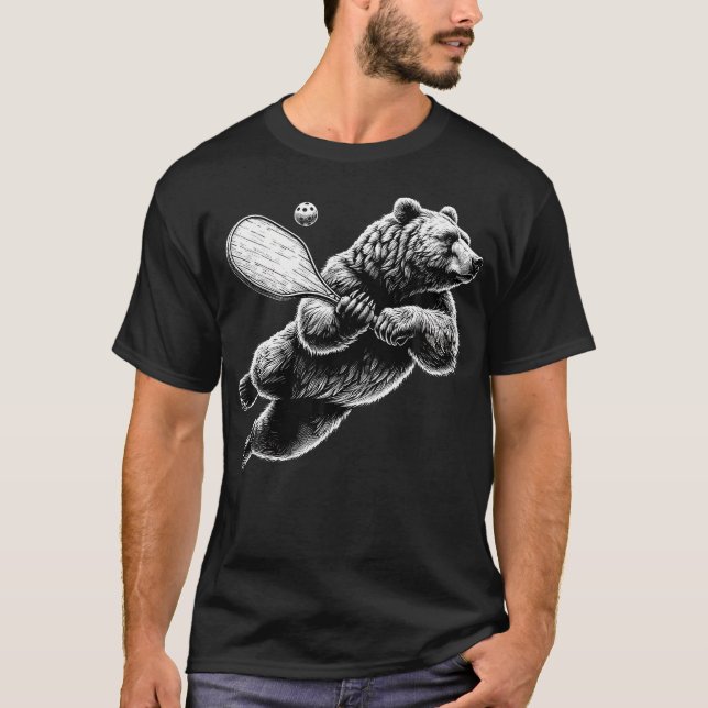 Bear Playing Pickleball For Pickle Ball Player T Shirt (Framsida)