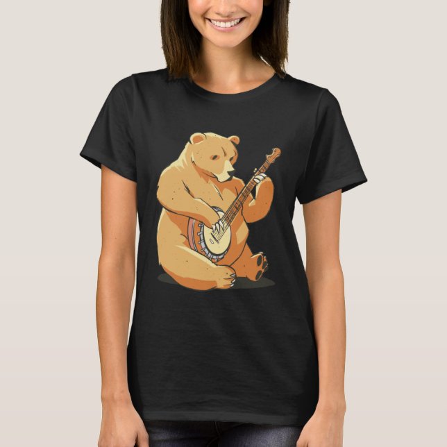 Bear plays guitar with instrument for bear friends t shirt (Framsida)