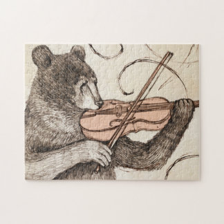 Bear Pluting Violin Jigszle Puzzle Pussel