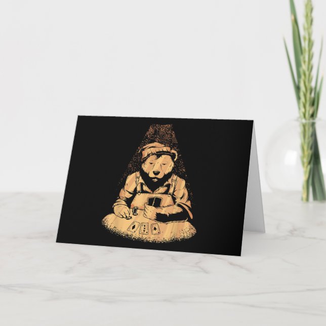 Bear Poker Player-spelkort Lucky Spelare Helgkort (Framsida)
