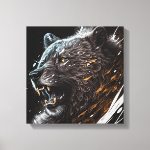Bear Porträtt Animal Painting Äventyr Wildlife Canvastryck