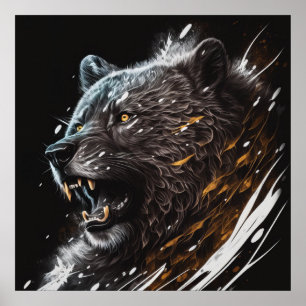 Bear Porträtt Animal Painting Äventyr Wildlife Poster