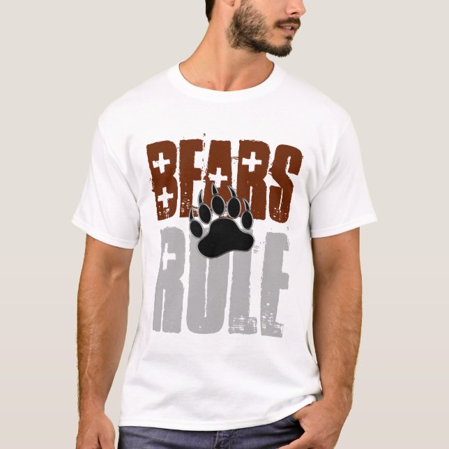 Bear Pride Distress Bears Rule Bear Tass T-shirt (Framsida)