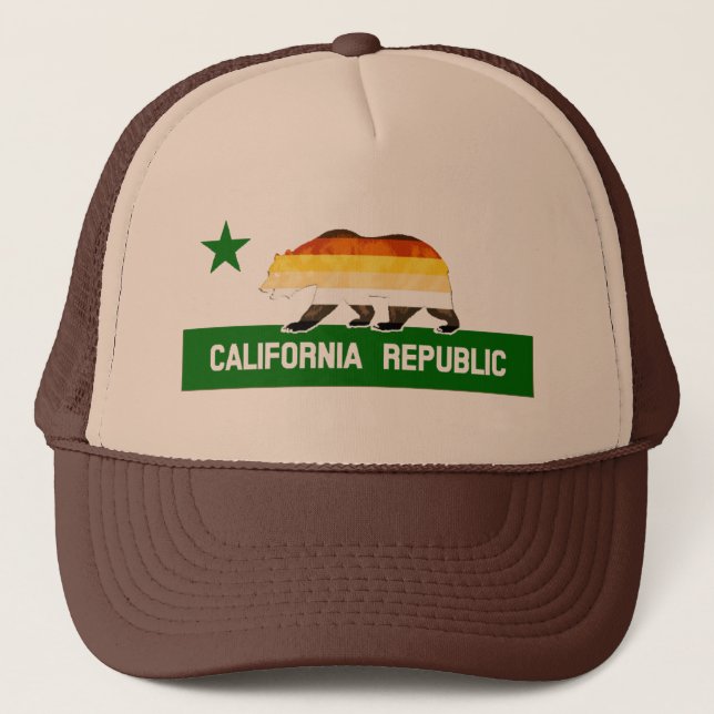 Bear Pride Flagga Bear on California Republic Keps (Framsida)