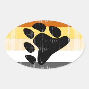 BEAR PRIDE FLAGGA DISTRESSESED DESIGN OVALT KLISTERMÄRKE