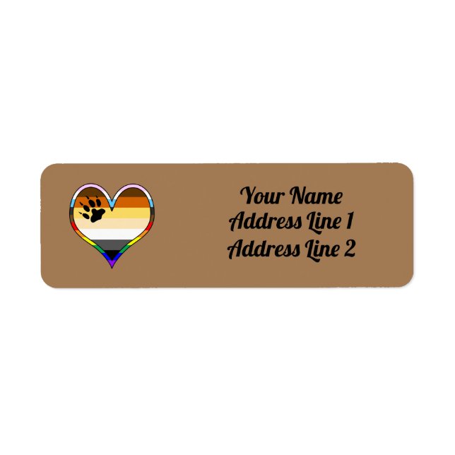 Bear Pride Heart-etikett Returadress Etikett (Framsidan)