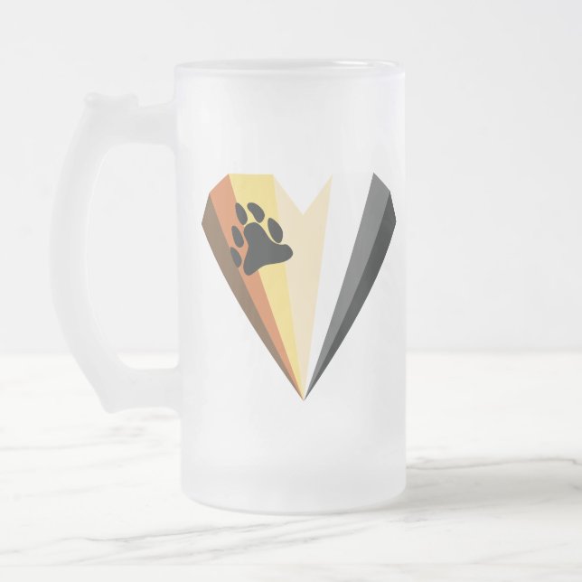 Bear Pride Heart Frostat Glass Mugg (Vänster)