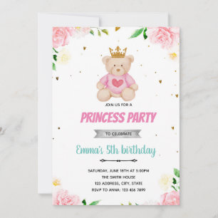 Bear princess slumpartsinbjudan inbjudningar
