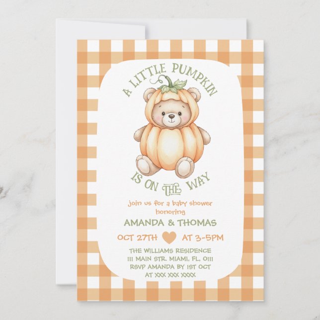 Bear Pumpkin Boho Baby Shower Inbjudningar (Framsida)