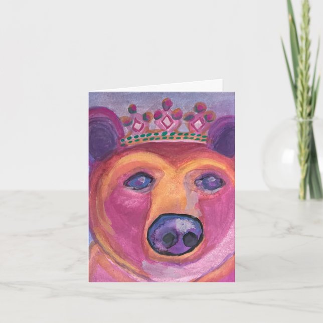 Bear Queen Painting Birthday Tack Kort (Framsida)